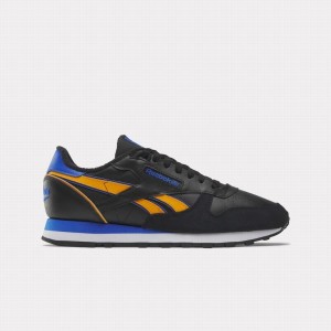 Reebok Classic Leather Men's Shoes Black Orange Deep Blue | XMK7444FC