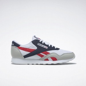 Reebok Classic Nylon Men's Shoes White Navy Red | AOD6815LE