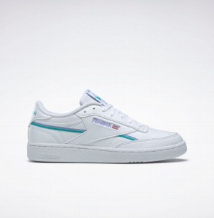 Reebok Club C 85 Vegan Women's Shoes White Purple Turquoise | YBY2586ZT