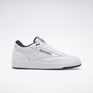 Reebok Club C Mid Ii Vintage Women's Shoes White Navy Red | PKH9113HP