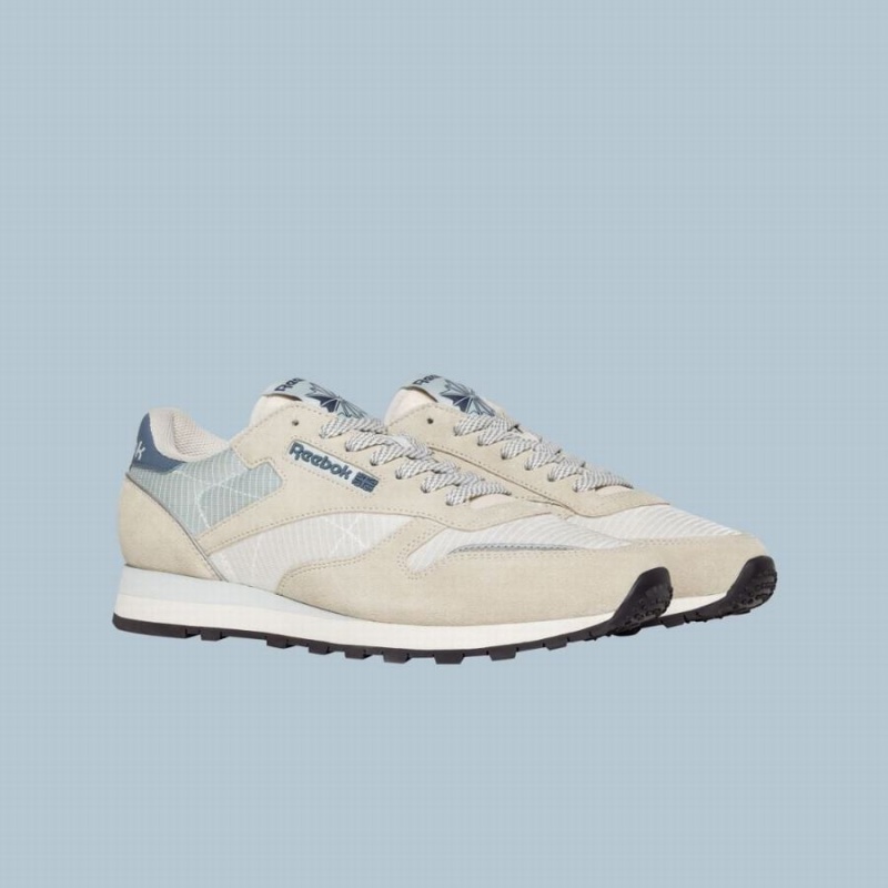 Reebok Classic Leather Retro Women's Shoes White Beige Blue | HQO763NG