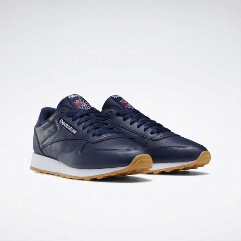 Reebok Classic Leather Women's Shoes Navy White | CWH4367PI
