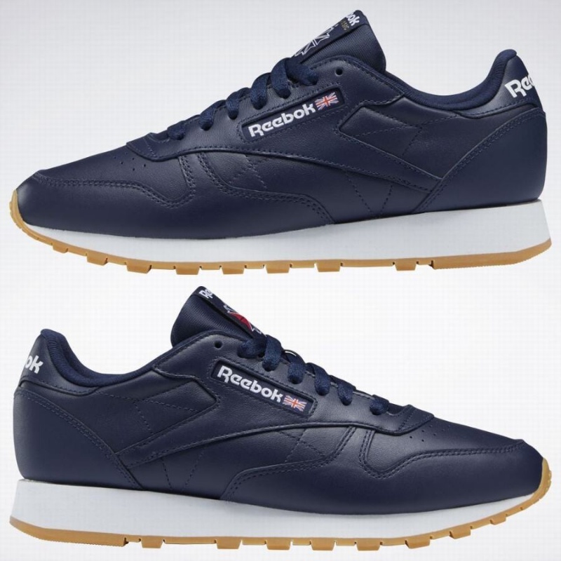 Reebok Classic Leather Women's Shoes Navy White | CWH4367PI