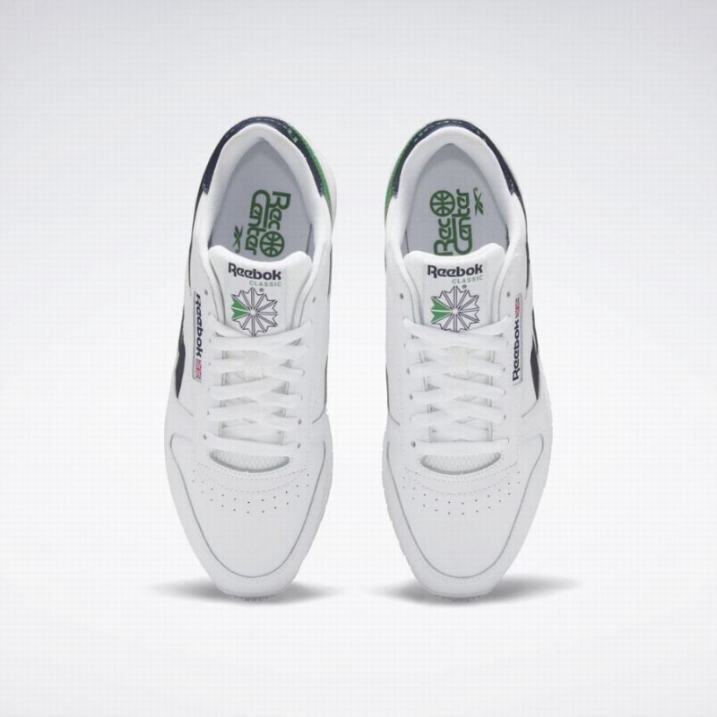 Reebok Classic Leather Women's Shoes White Navy Green | LWI647GB
