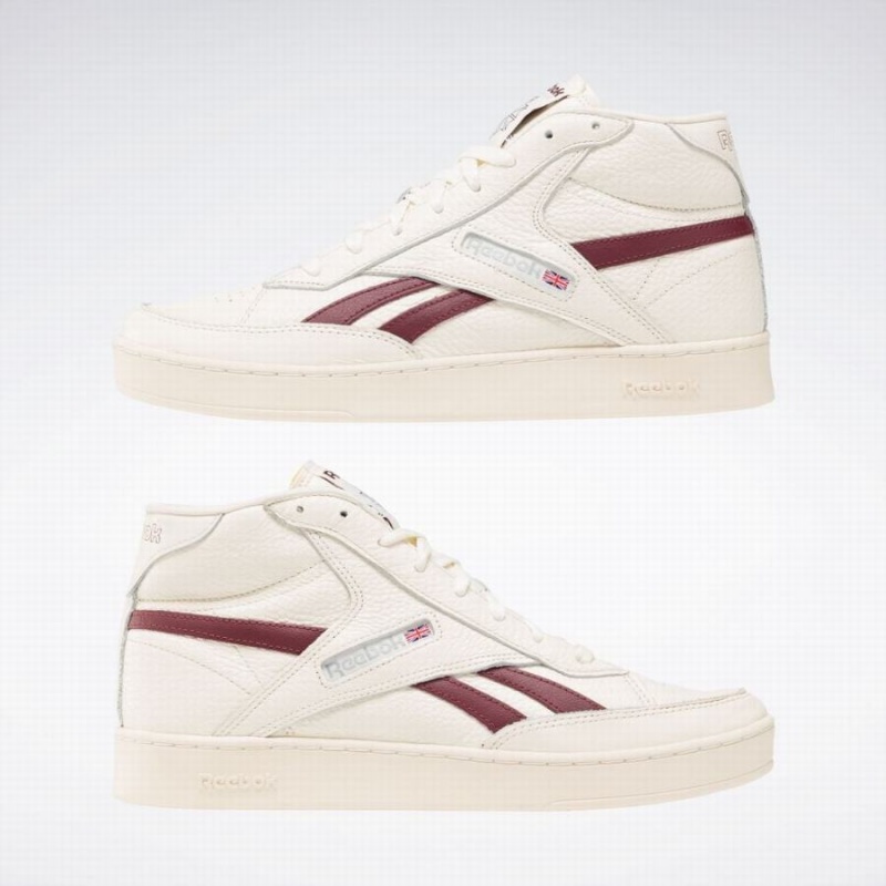 Reebok Club C 85 Form Hi Women's Shoes White Burgundy | AHN9930KH