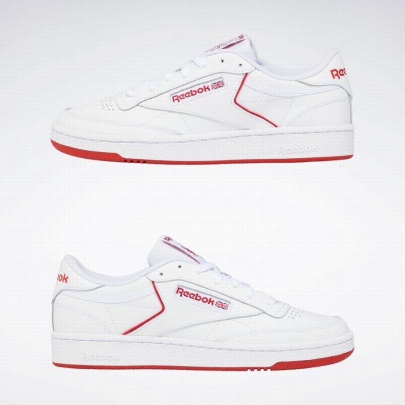 Reebok Club C 85 Men's Shoes White Red | BNG9393WO