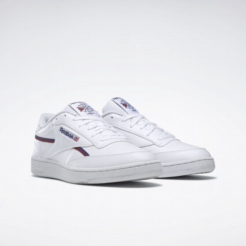 Reebok Club C 85 Vegan Men's Shoes White Deep Blue Burgundy | IHA846AN