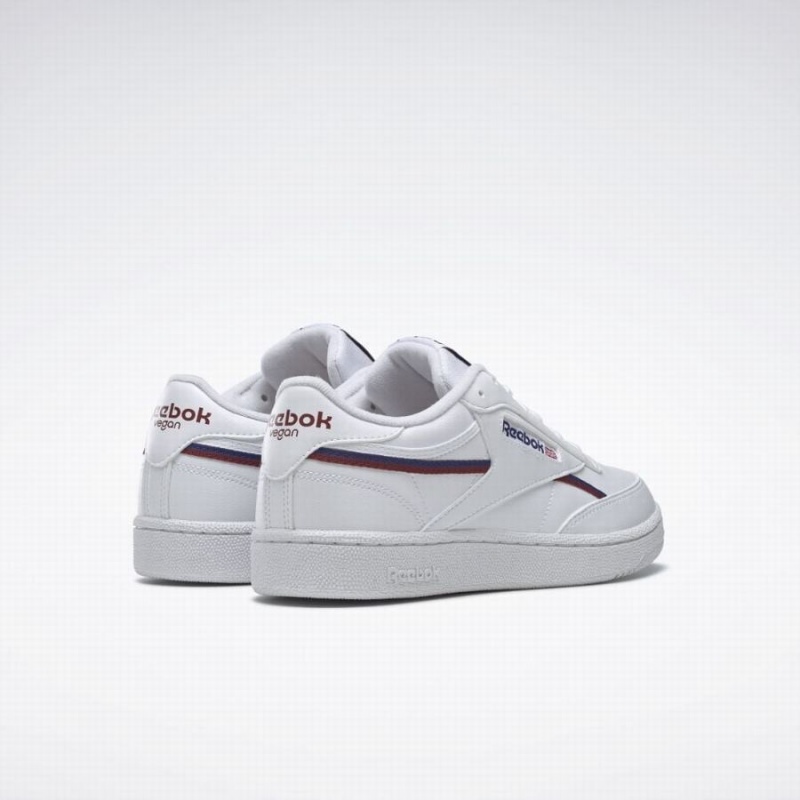 Reebok Club C 85 Vegan Men's Shoes White Deep Blue Burgundy | IHA846AN