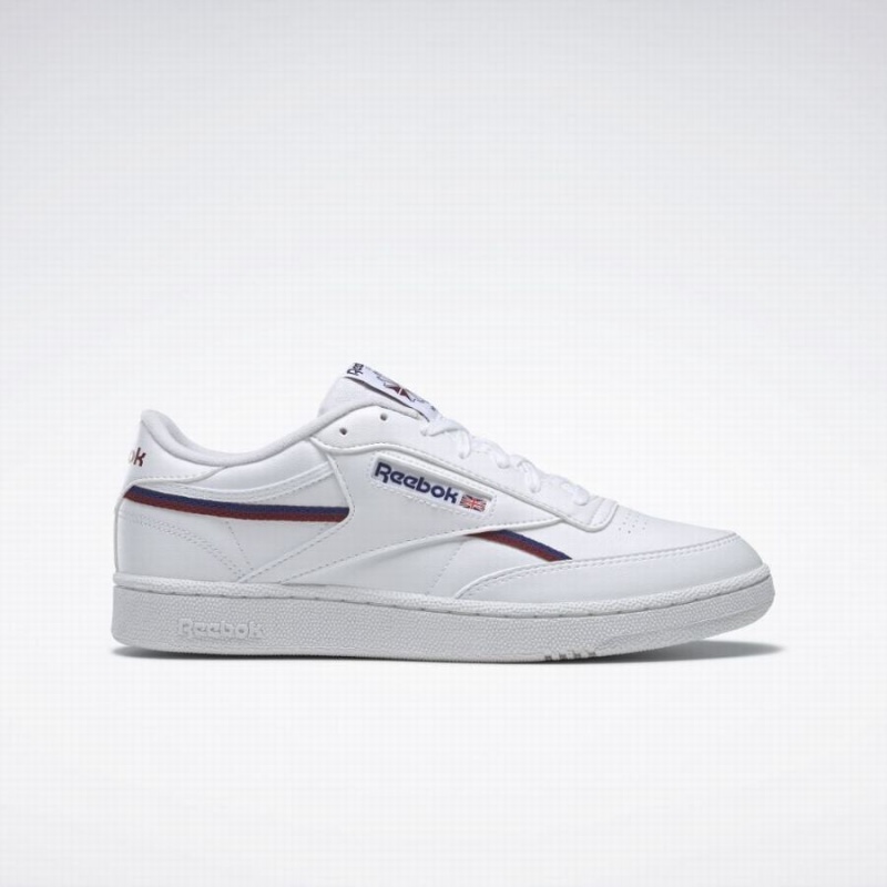 Reebok Club C 85 Vegan Men\'s Shoes White Deep Blue Burgundy | IHA846AN