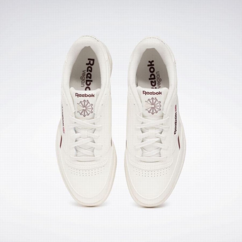 Reebok Club C 85 Vegan Men's Shoes White Burgundy | NJW3649MO