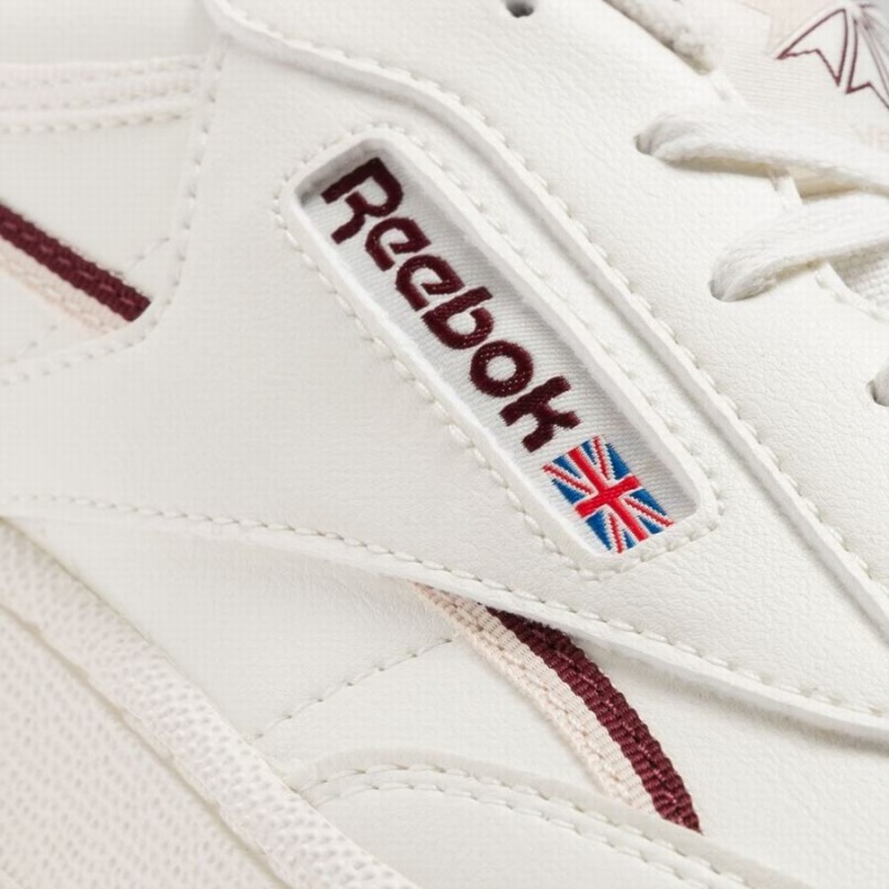 Reebok Club C 85 Vegan Men's Shoes White Burgundy | NJW3649MO