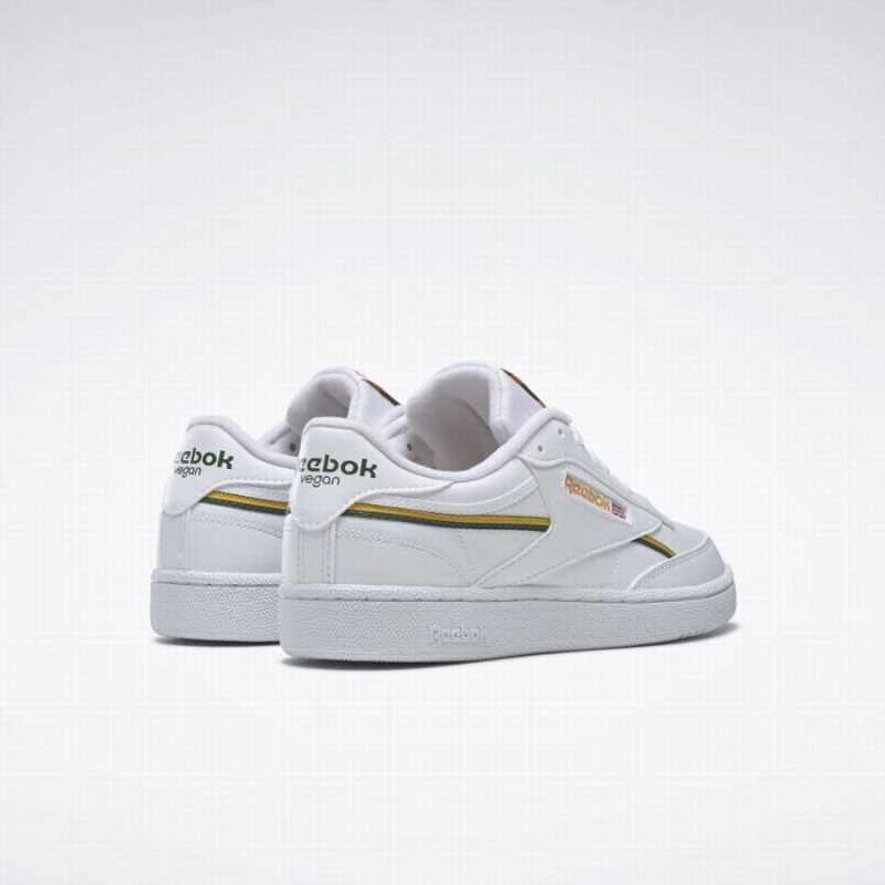 Reebok Club C 85 Vegan Men's Shoes White Gold Dark Green | PPK9226KP