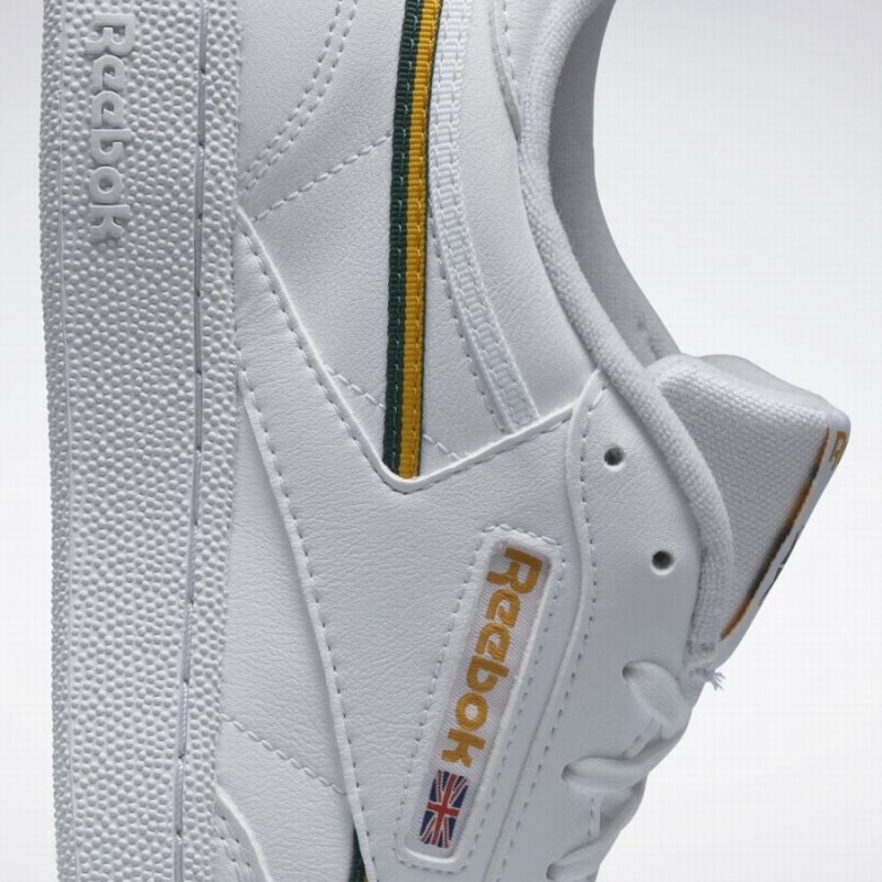 Reebok Club C 85 Vegan Men's Shoes White Gold Dark Green | PPK9226KP