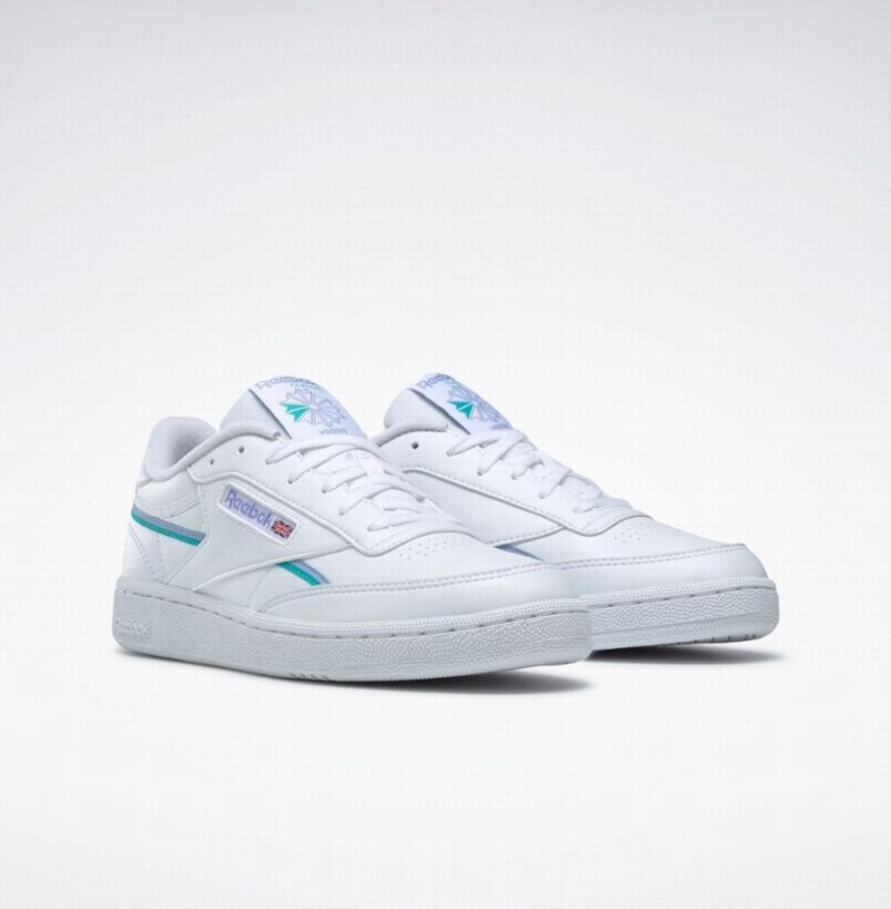 Reebok Club C 85 Vegan Women's Shoes White Purple Turquoise | YBY2586ZT