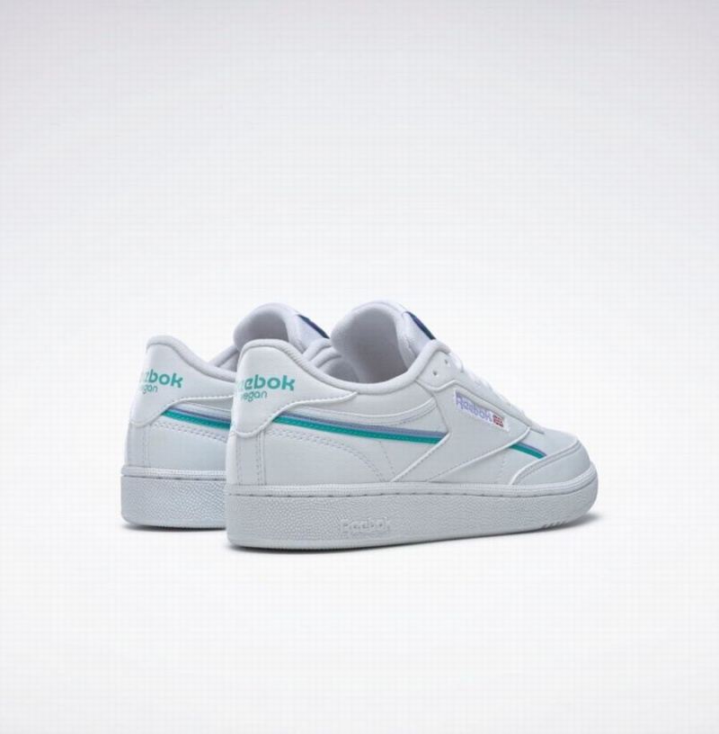 Reebok Club C 85 Vegan Women's Shoes White Purple Turquoise | YBY2586ZT