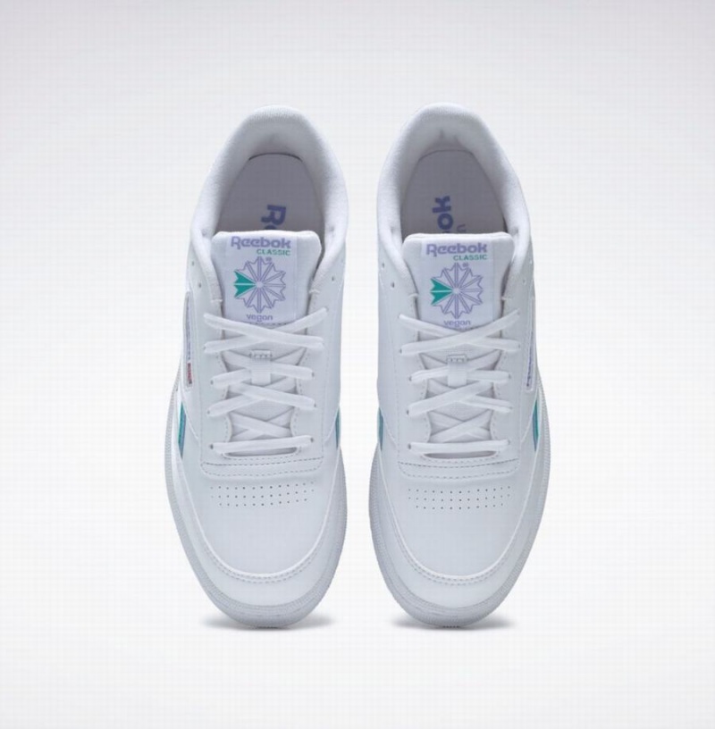 Reebok Club C 85 Vegan Women's Shoes White Purple Turquoise | YBY2586ZT