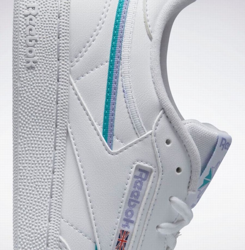 Reebok Club C 85 Vegan Women's Shoes White Purple Turquoise | YBY2586ZT