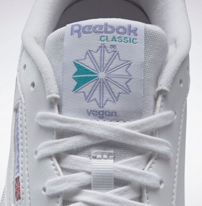Reebok Club C 85 Vegan Women's Shoes White Purple Turquoise | YBY2586ZT