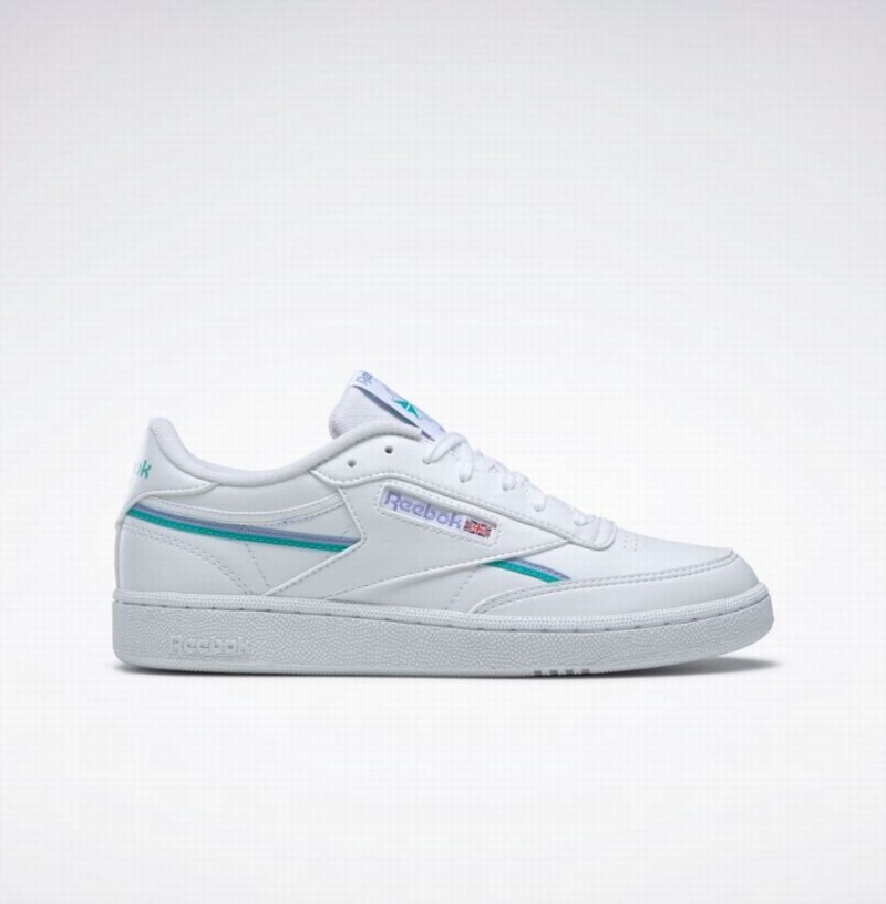 Reebok Club C 85 Vegan Women\'s Shoes White Purple Turquoise | YBY2586ZT