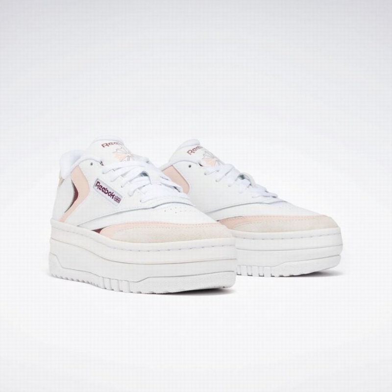Reebok Club C Extra Women's Shoes White Pink Burgundy | TTP2017ZO