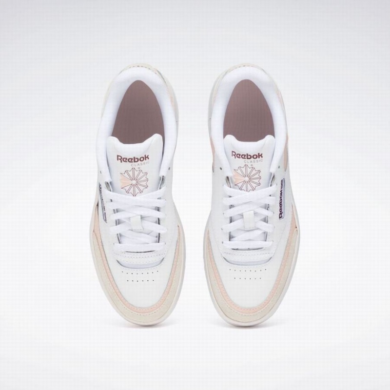 Reebok Club C Extra Women's Shoes White Pink Burgundy | TTP2017ZO