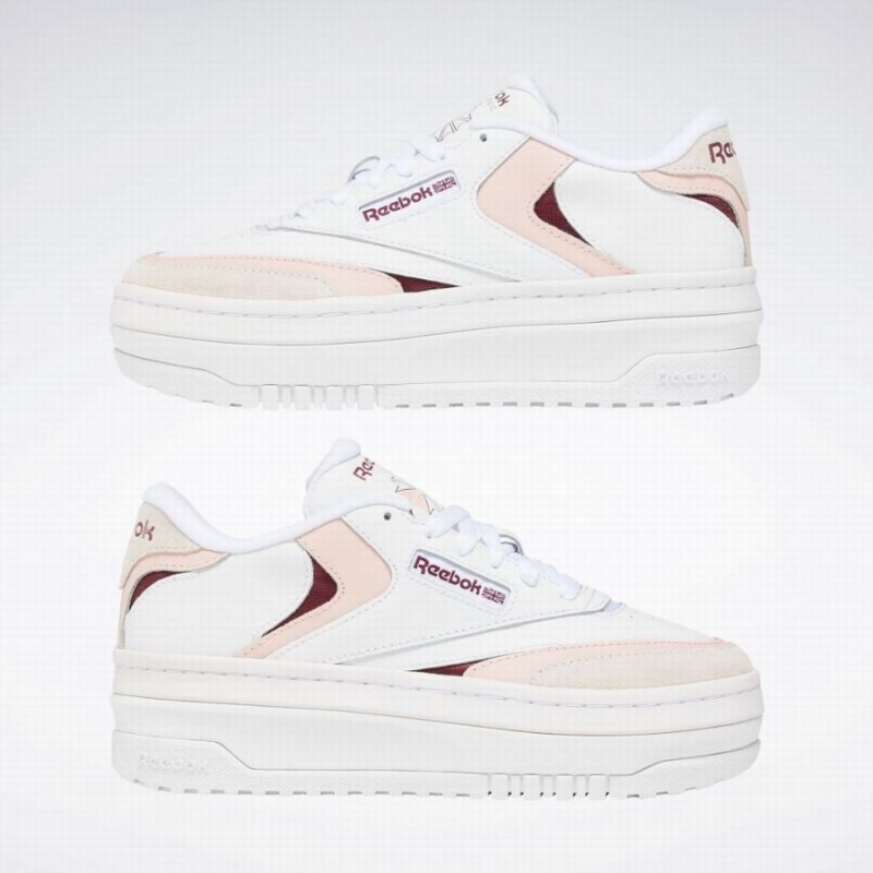 Reebok Club C Extra Women's Shoes White Pink Burgundy | TTP2017ZO