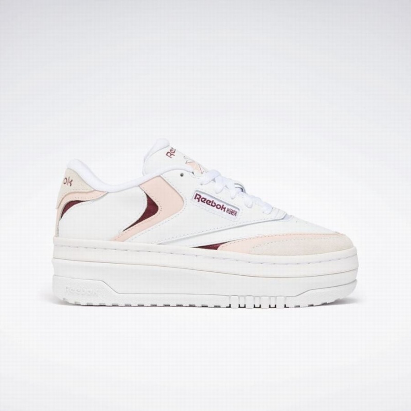 Reebok Club C Extra Women\'s Shoes White Pink Burgundy | TTP2017ZO