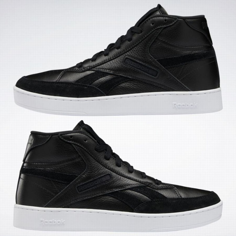 Reebok Club C Form Hi Women's Shoes Black White | KLP2874VQ