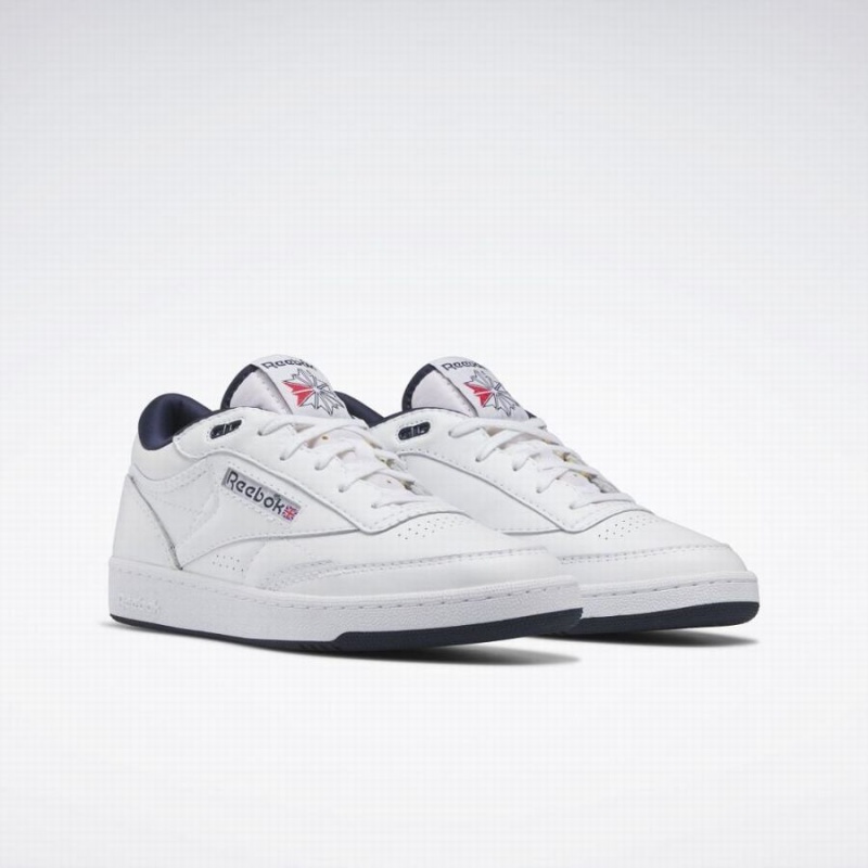 Reebok Club C Mid Ii Vintage Men's Shoes White Navy Red | KUR322ML