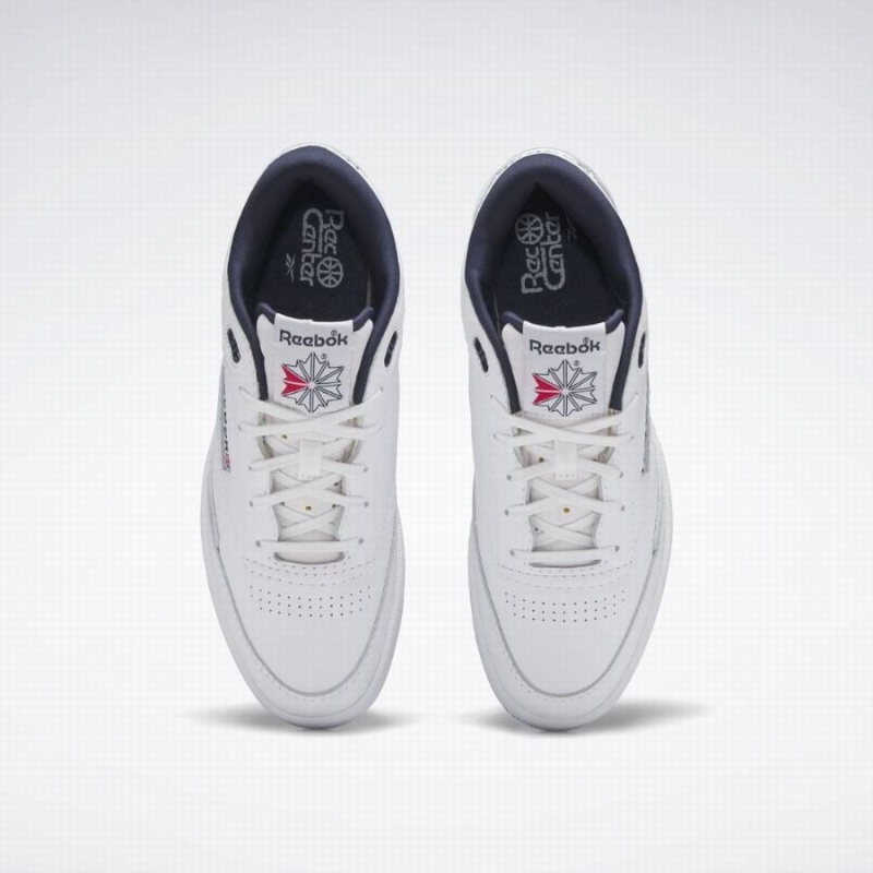 Reebok Club C Mid Ii Vintage Men's Shoes White Navy Red | KUR322ML