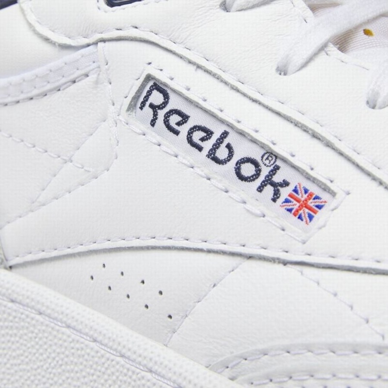 Reebok Club C Mid Ii Vintage Men's Shoes White Navy Red | KUR322ML