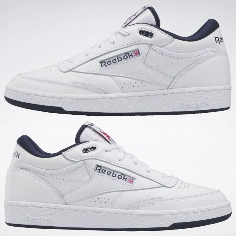 Reebok Club C Mid Ii Vintage Men's Shoes White Navy Red | KUR322ML