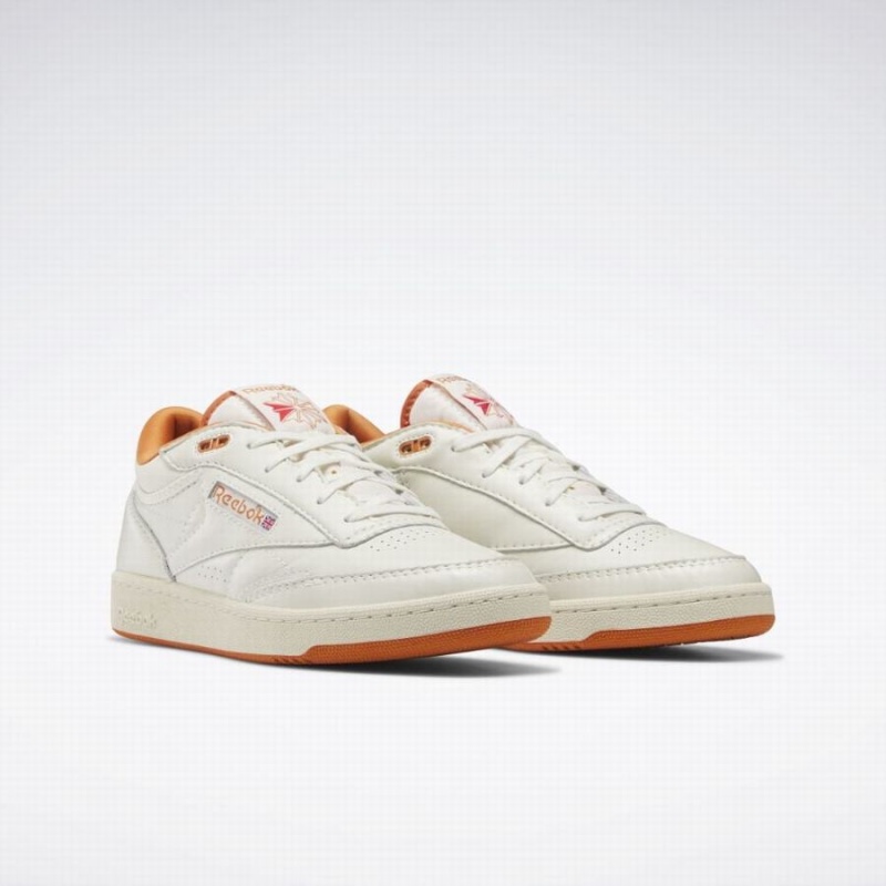 Reebok Club C Mid Ii Vintage Women's Shoes White Orange | CWQ2578PU