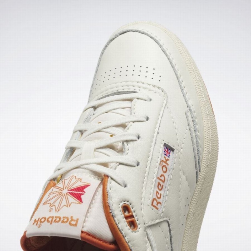 Reebok Club C Mid Ii Vintage Women's Shoes White Orange | CWQ2578PU