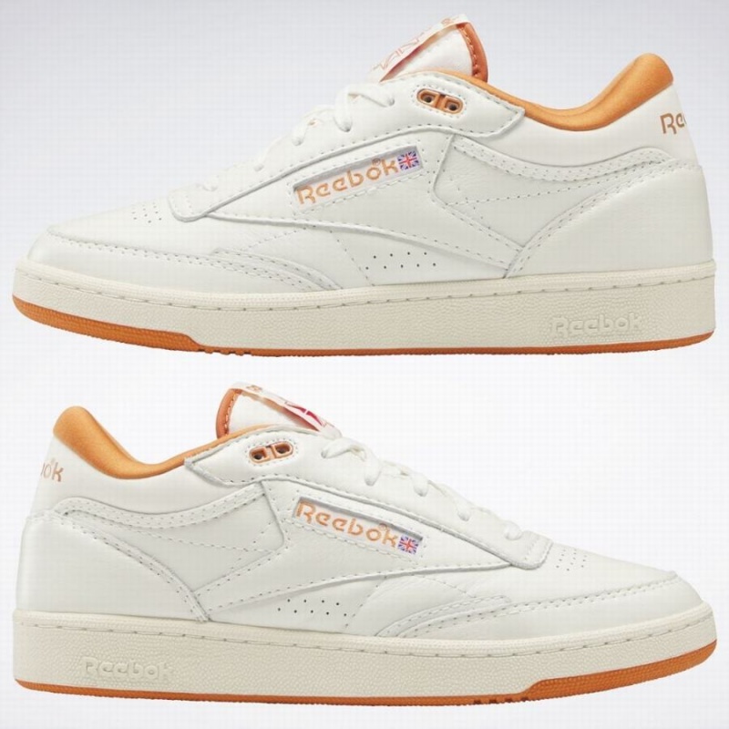 Reebok Club C Mid Ii Vintage Women's Shoes White Orange | CWQ2578PU