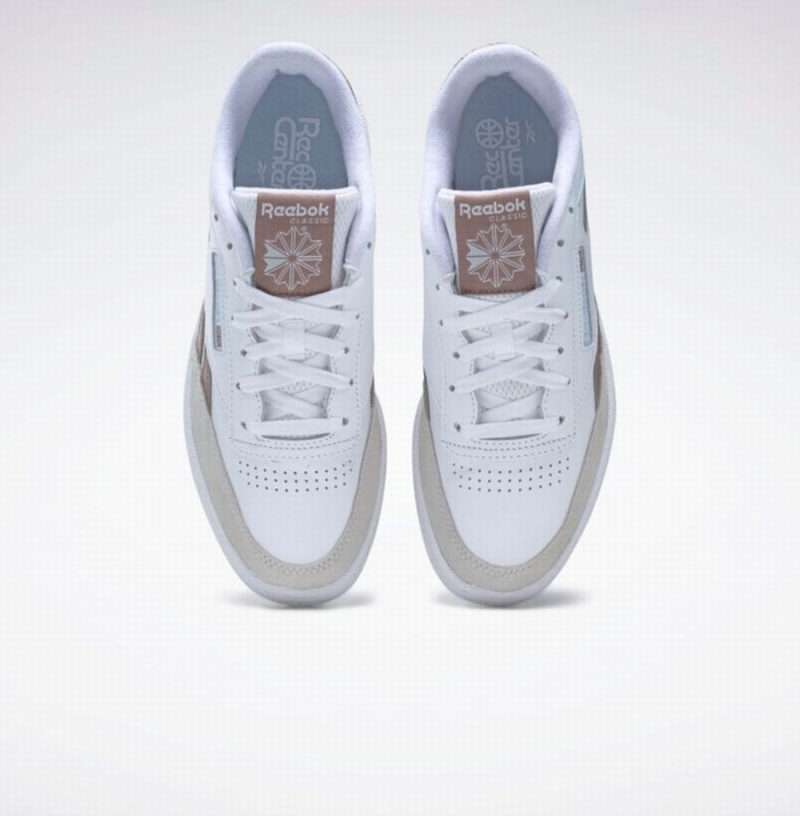 Reebok Club C Revenge Women's Shoes White Grey Brown Blue | AVY968CM