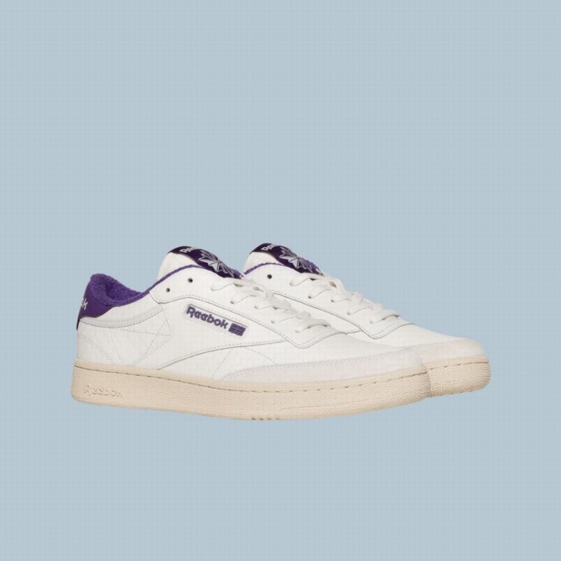 Reebok Club C Women's Shoes White Purple | FPO655UH