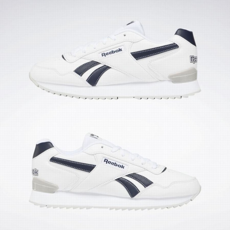 Reebok Glide Ripple Clip Men's Lifestyle Shoes White Grey Navy | EJZ3244PT