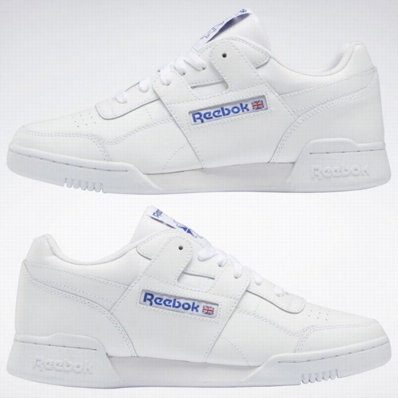 Reebok Workout Plus Men's Walking Shoes White Deep Blue | UGW2790YO