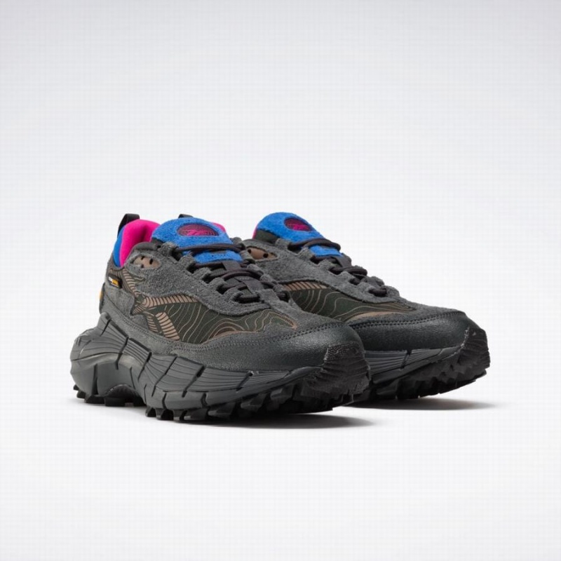 Reebok Zig Kinetica 2.5 Edge Men's Running Shoes Grey Brown Blue | NYQ6969FQ