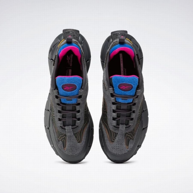 Reebok Zig Kinetica 2.5 Edge Men's Running Shoes Grey Brown Blue | NYQ6969FQ