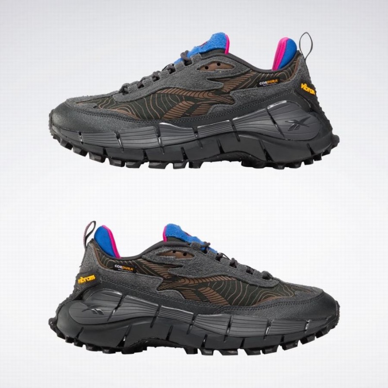 Reebok Zig Kinetica 2.5 Edge Men's Running Shoes Grey Brown Blue | NYQ6969FQ