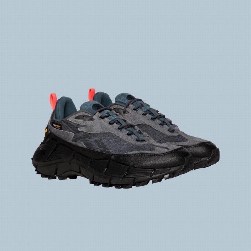 Reebok Zig Kinetica 2.5 Edge Men's Running Shoes Grey Black Blue | HGG6472EP